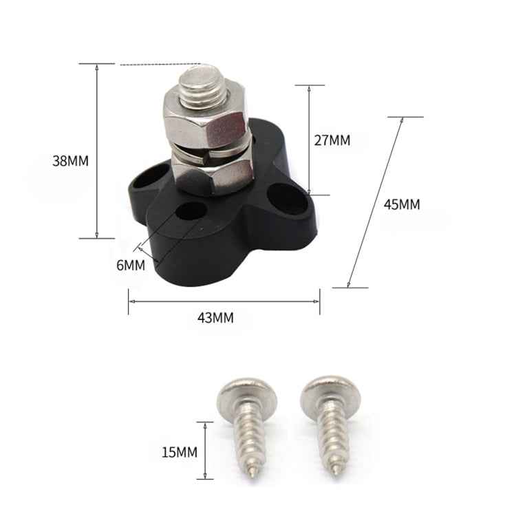 Single Heavy-Duty Terminal Studs Black M10 Bus Bar for Car / RV / Boat