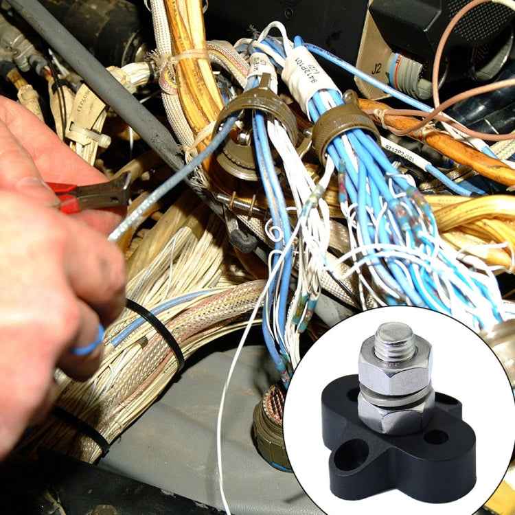 Single Heavy-Duty Terminal Studs Black M10 Bus Bar for Car / RV / Boat