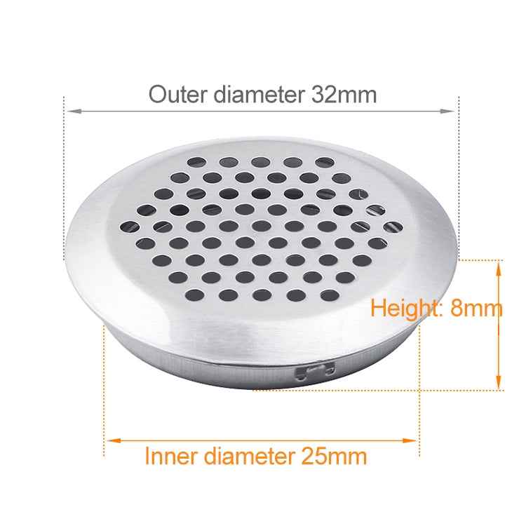 10pcs Bevel Surface 25mm Cabinet Round Air Vent Stainless Steel Louvered Grille Cover Vents with Little Holes