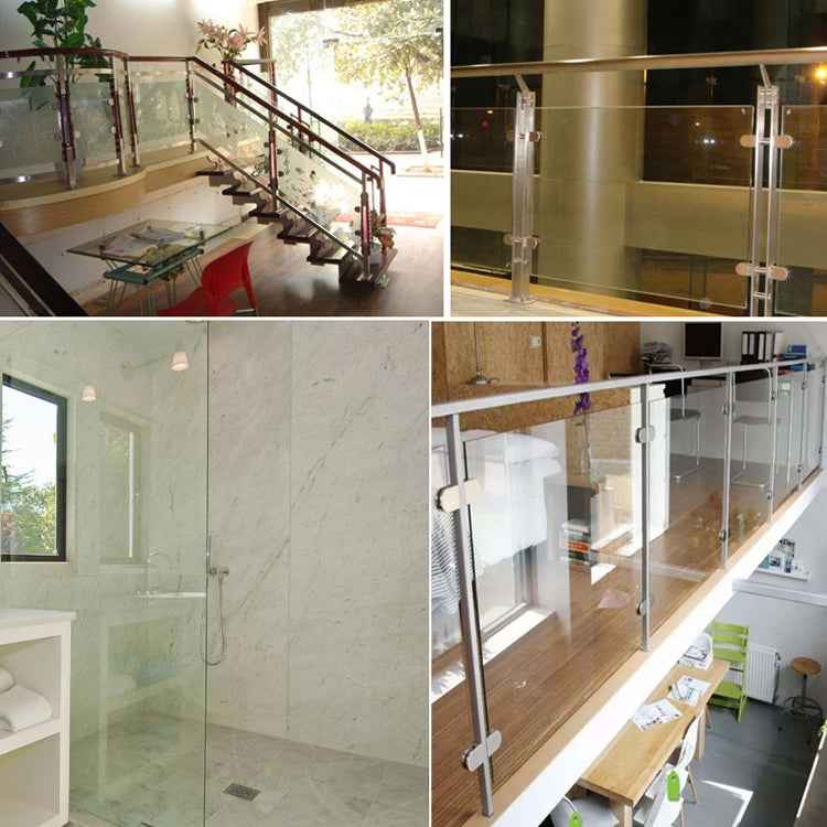 9-14mm Flat Bottom Matte Polished 201 Stainless Steel Fixed Clip Railing Glass Wood Layer Board Clamp Bracket