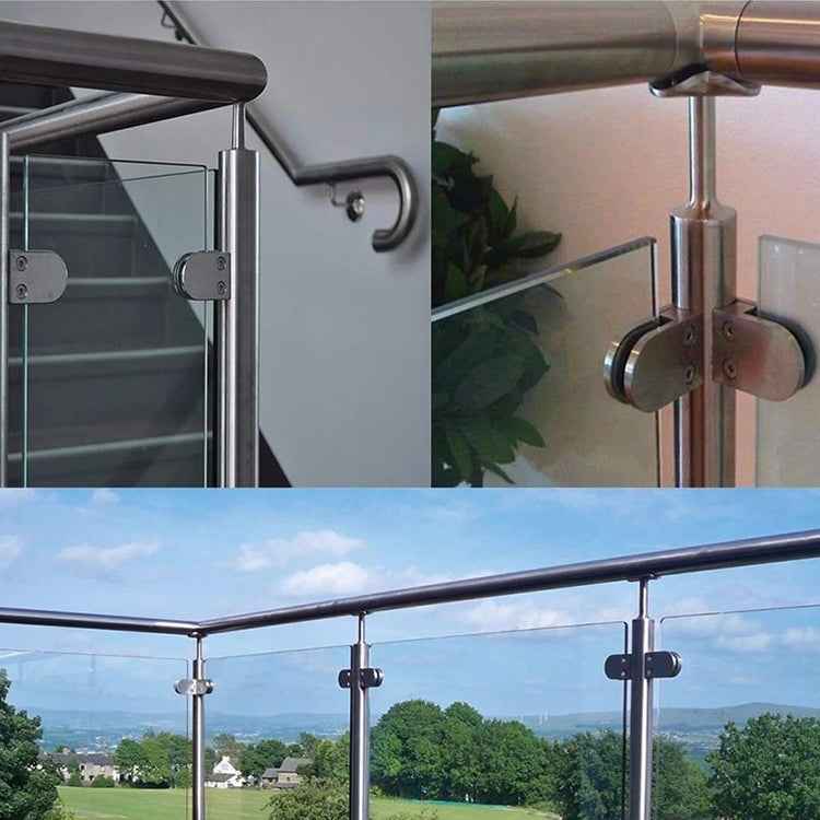 8-12mm Flat Bottom Matte Polished 201 Stainless Steel Fixed Clip Railing Glass Wood Layer Board Clamp Bracket