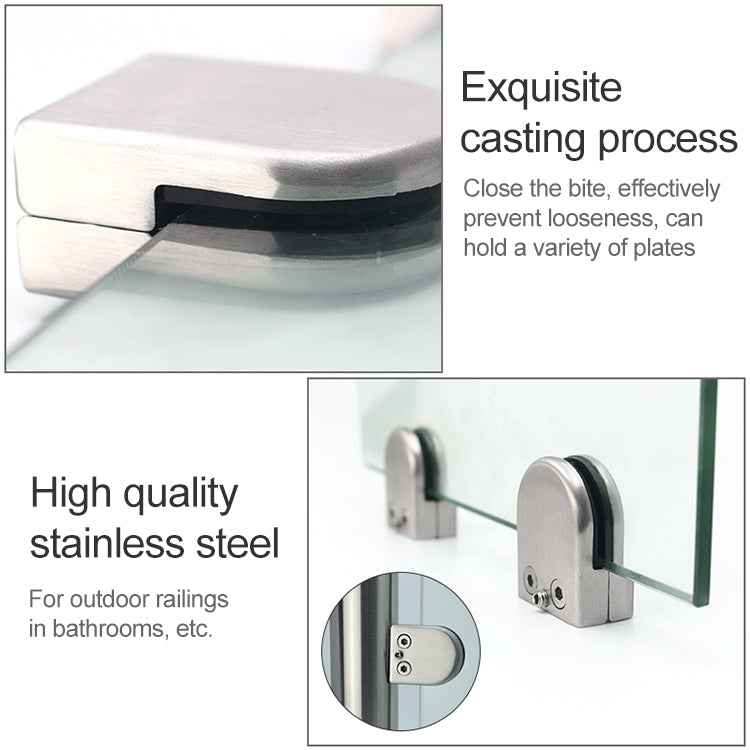 5-8mm Flat Bottom Matte Polished 304 Stainless Steel Fixed Clip Railing Glass Wood Layer Board Clamp Bracket