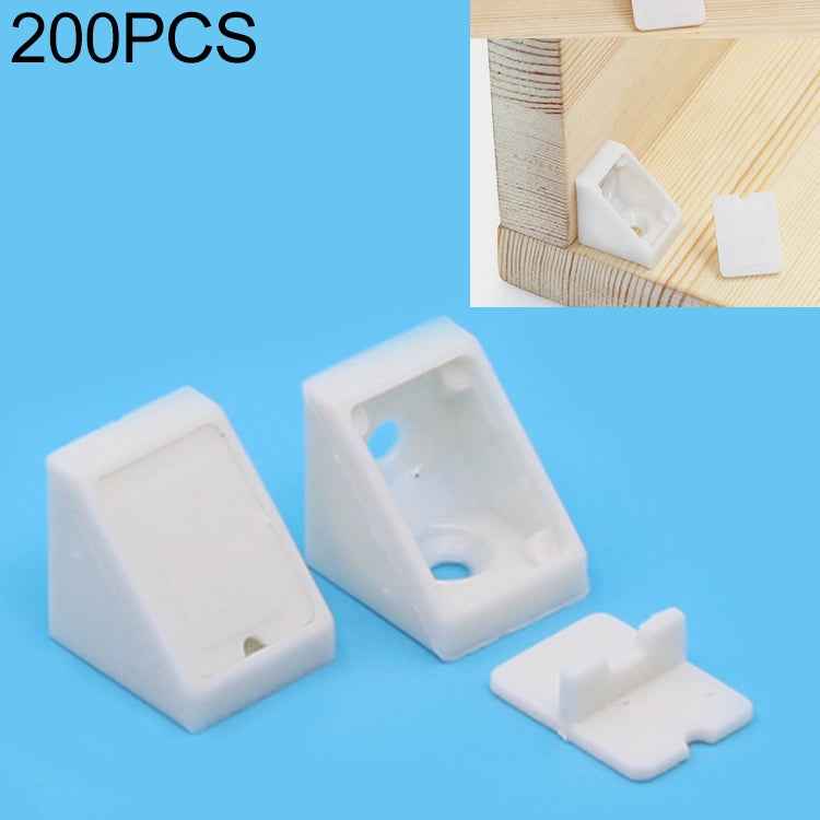 200 PCS Plastic Thickened Detachable Corner Connector Furniture Right Angle Board Bracket with Cover, Size: S (White)