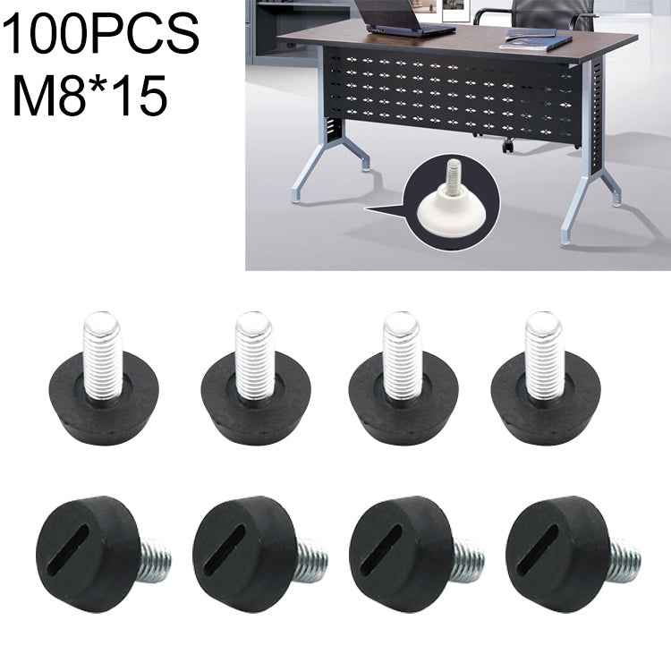 100 PCS Adjustable Foot Pad Furniture Screw Support Stub, M8x15