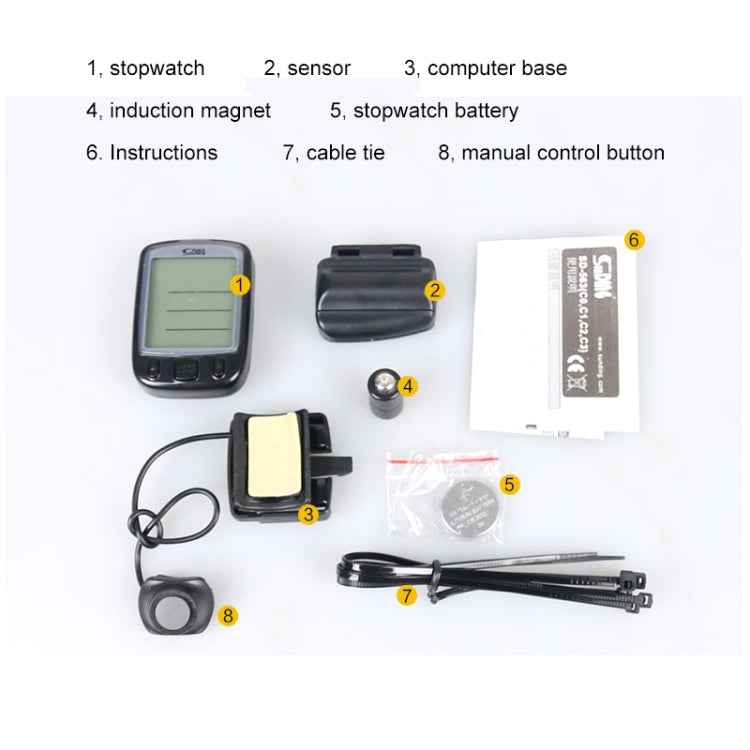 SUNDING 563C Bike Bicycle Waterproof Wireless LCD Screen Luminous Mileage Speedometer Odometer, English Version