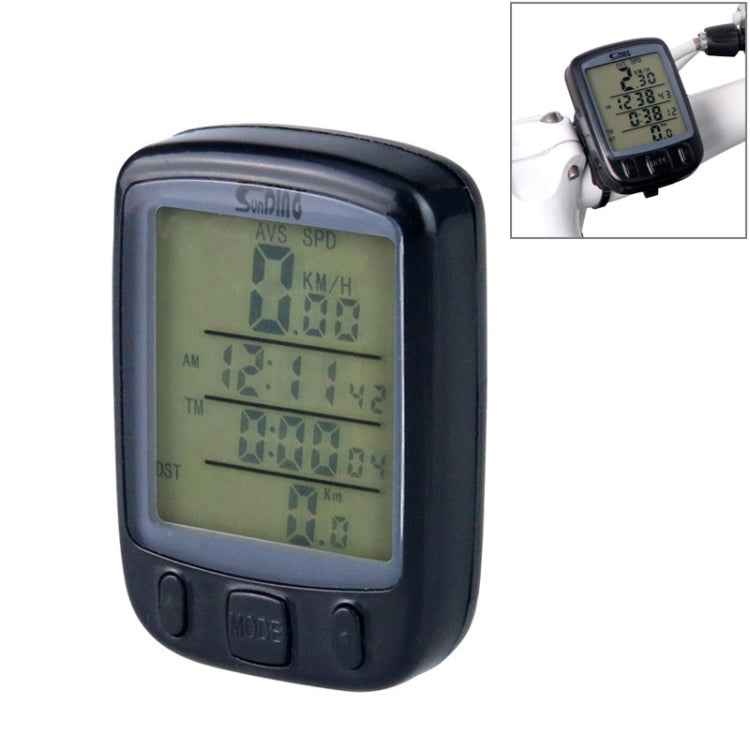 SUNDING 563C Bike Bicycle Waterproof Wireless LCD Screen Luminous Mileage Speedometer Odometer, Chinese Version