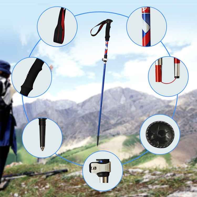 5 Node Portable Foldable Aluminium Alloy Alpenstocks Trekking Poles, Folding Length : 28.5CM