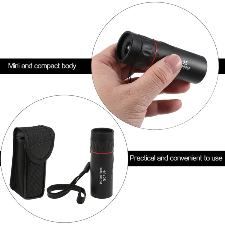 10*25 Portable Professional High Times High Definition Dual Focus Zoom Monocular Pocket Telescope, Size: 9.2*3cm, 10x25