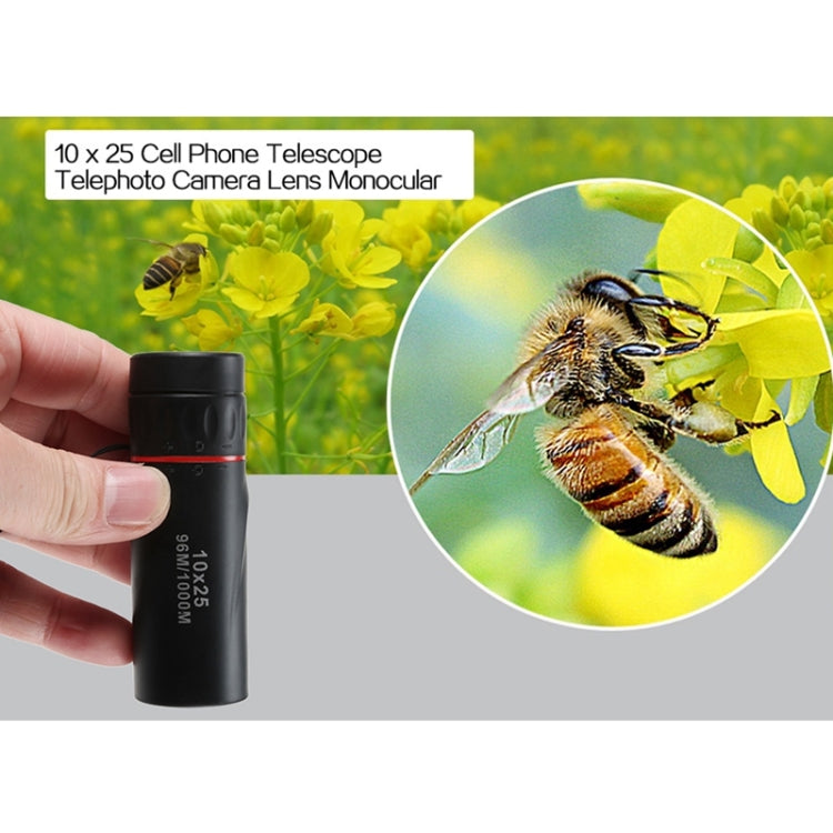10*25 Portable Professional High Times High Definition Dual Focus Zoom Monocular Pocket Telescope, Size: 9.2*3cm, 10x25
