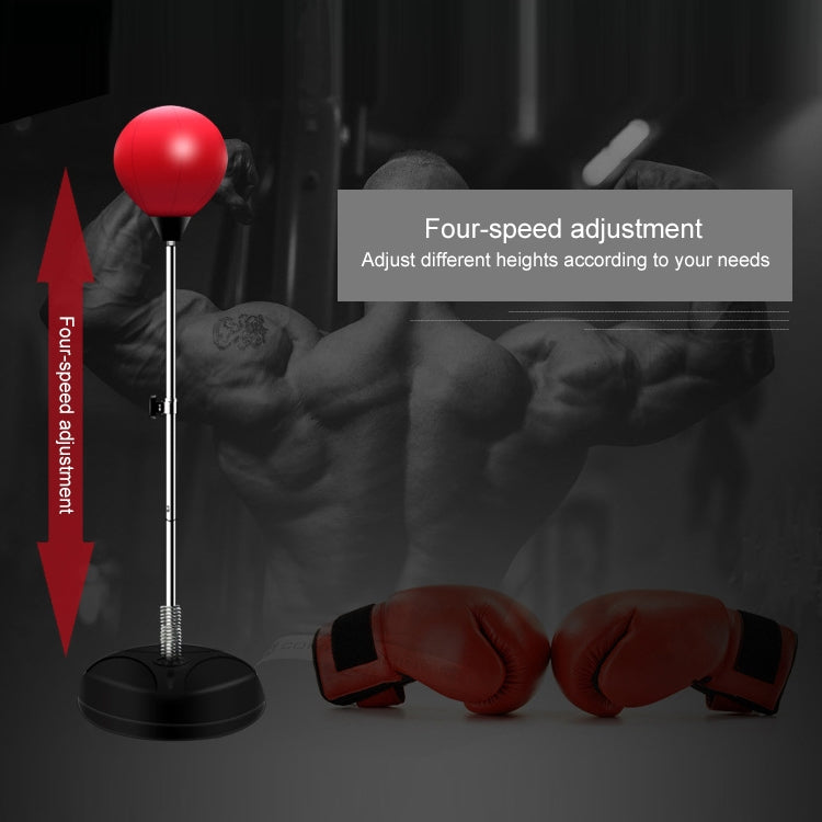 Adult Base Version Height Adjustable Vertical PU Leather Vent Ball Boxing Speed Ball Family Fitness Equipment with Gloves, with Gloves Black Red, with Gloves Red