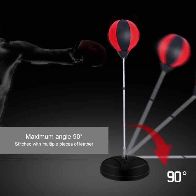 Adult Base Version Height Adjustable Vertical PU Leather Vent Ball Boxing Speed Ball Family Fitness Equipment with Gloves, with Gloves Black Red, with Gloves Red