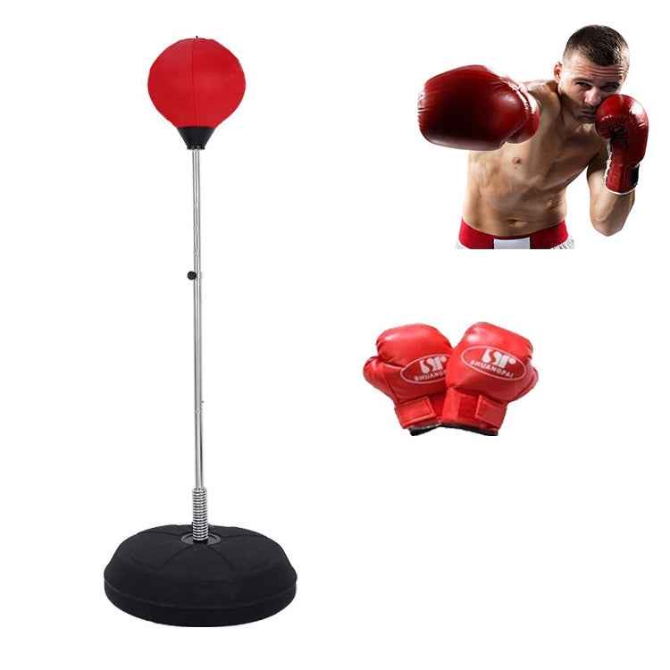 Adult Base Version Height Adjustable Vertical PU Leather Vent Ball Boxing Speed Ball Family Fitness Equipment with Gloves, with Gloves Black Red, with Gloves Red