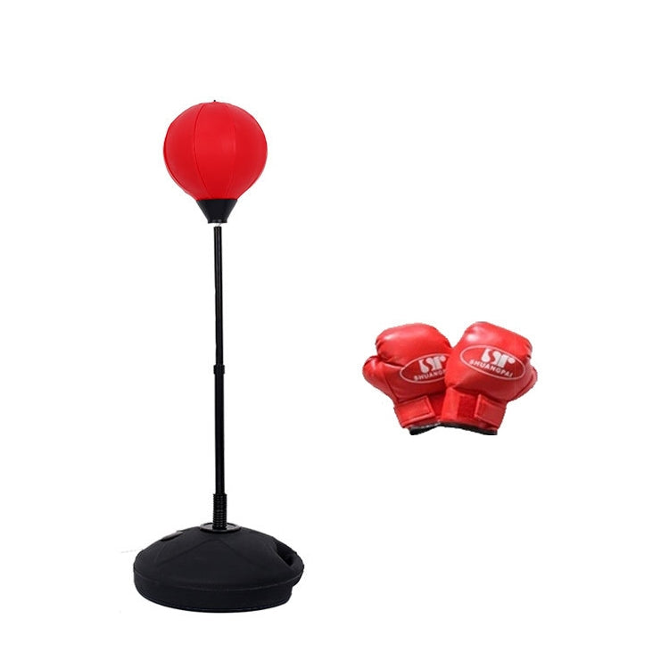 Children Base Version Height Adjustable Vertical PU Leather Vent Ball Boxing Speed Ball Family Fitness Equipment with Gloves, with Gloves Red, with Gloves Black Red