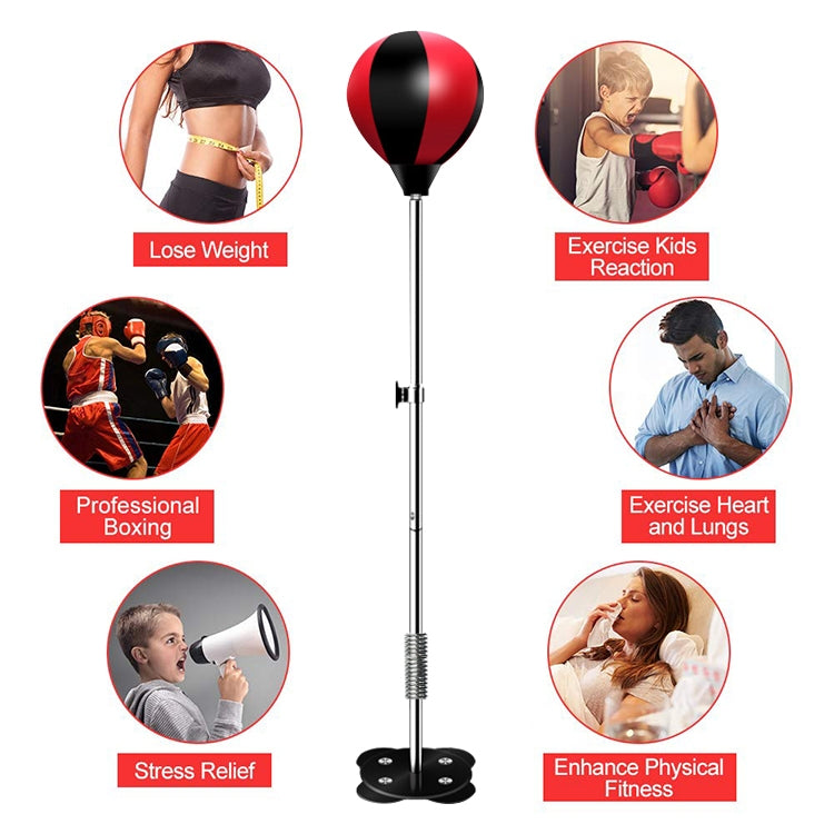Adult Suction Cup Version Height Adjustable Vertical PU Leather Vent Ball Boxing Speed Ball Family Fitness Equipment with Gloves, with Gloves Black Red, with Gloves Red