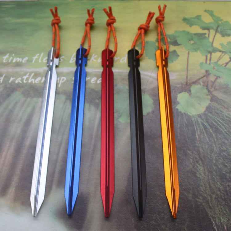 5 PCS Aluminium Alloy Tent Peg Nail Outdoor Traveling Tent Accessories with Rope, Length: 18cm