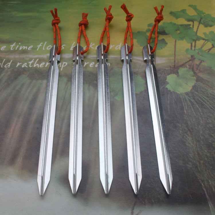 5 PCS Aluminium Alloy Tent Peg Nail Outdoor Traveling Tent Accessories with Rope, Length: 18cm