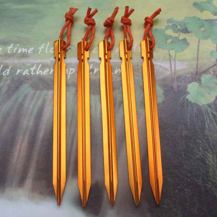 5 PCS Aluminium Alloy Tent Peg Nail Outdoor Traveling Tent Accessories with Rope, Length: 18cm