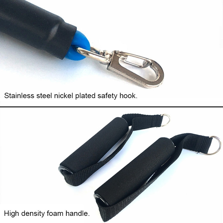 E1107 11 in 1 100lbs Natural Latex Five-point Buckle Household Pull Rope Resistance Band Fitness Equipment Set, 100lbs Natural Latex