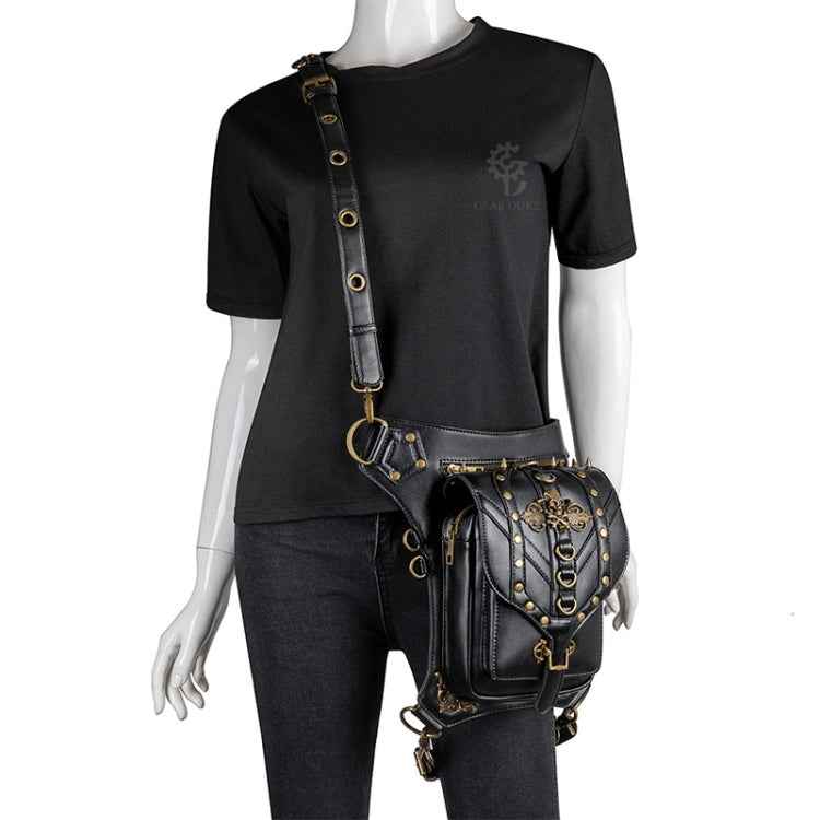 FHG131BK Skull Head Decoration Multi-function PU Leather One-shoulder Crossbody Bag Waist Bag for Ladies