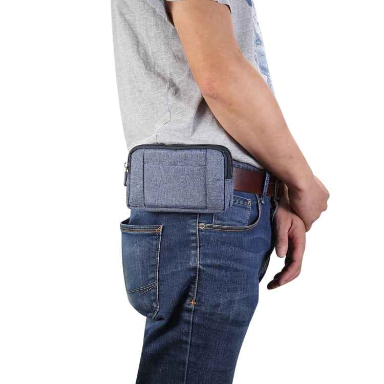 Sports Denim Universal Phone Bag Waist Bag for 5.5~6.3 inch Smartphones, Size: L