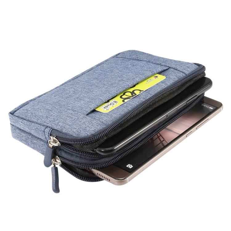 Sports Denim Universal Phone Bag Waist Bag for 6.4~6.5 inch Smartphones, Size: XL