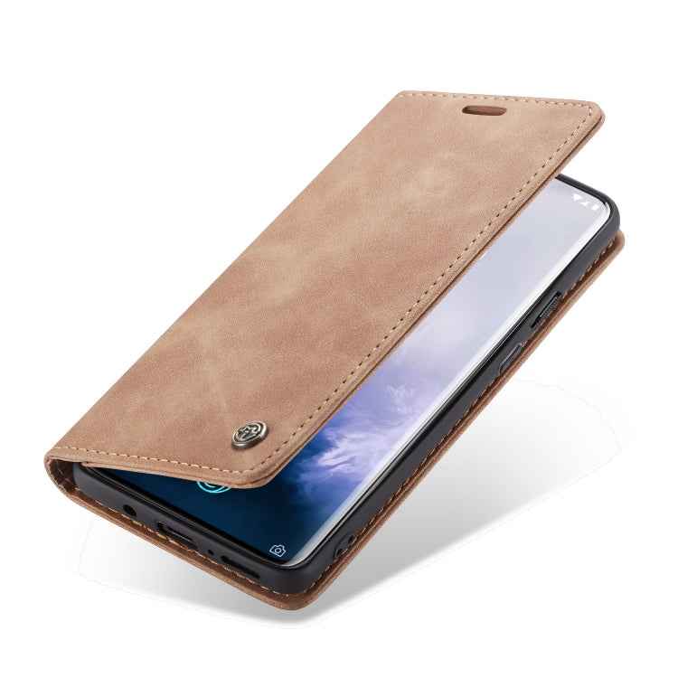 CaseMe-013 Multifunctional Retro Frosted Horizontal Flip Leather Case for OnePlus 7 Pro, with Card Slot & Holder & Zipper Wallet & Photo Frame