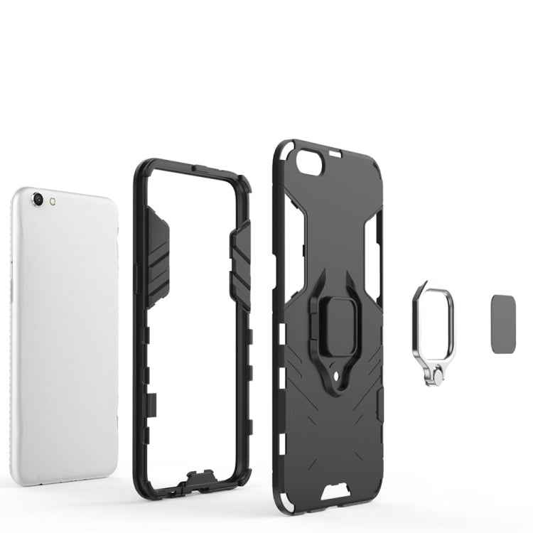 PC + TPU Shockproof Protective Case for OPPO R9s, with Magnetic Ring Holder