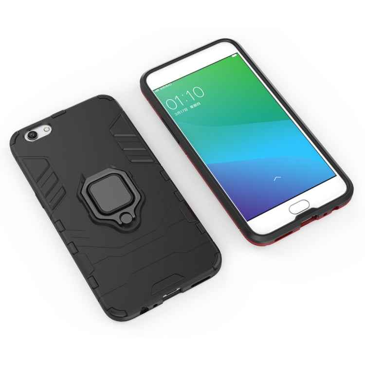 PC + TPU Shockproof Protective Case for OPPO R9s, with Magnetic Ring Holder