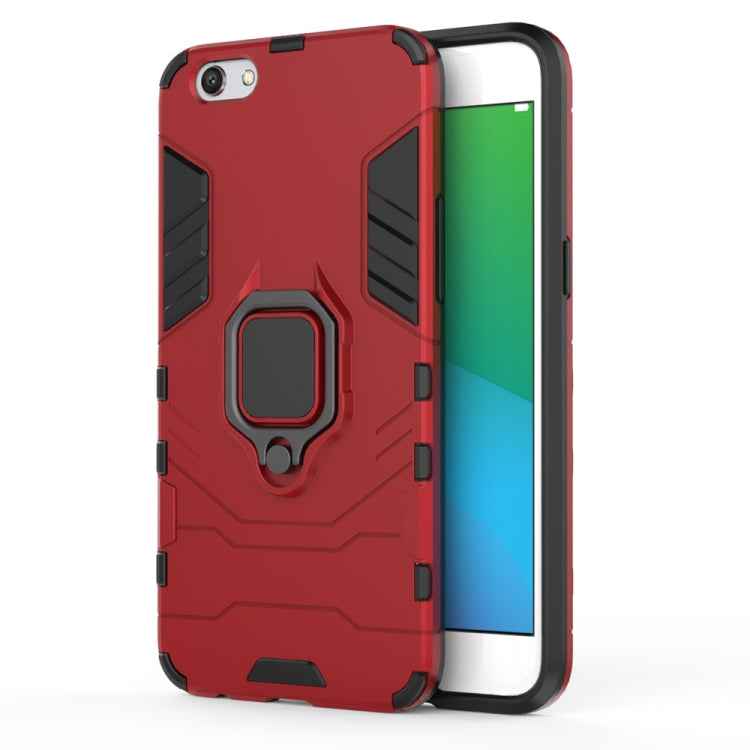 PC + TPU Shockproof Protective Case for OPPO R9s, with Magnetic Ring Holder