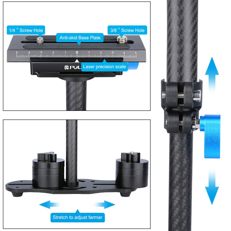 PULUZ 38.5-61cm Carbon Fibre Handheld Stabilizer for DSLR & DV Digital Video & Cameras, Load Range: 0.5-3kg