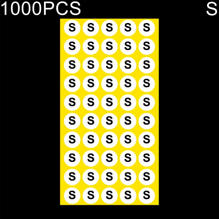 1000 PCS Round Shape Size Sticker Clothes Size Label, Size: S, S