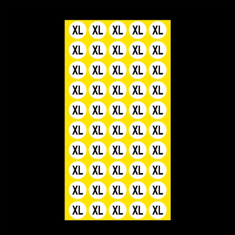 1000 PCS Round Shape Size Sticker Clothes Size Label, Size: XL, XL