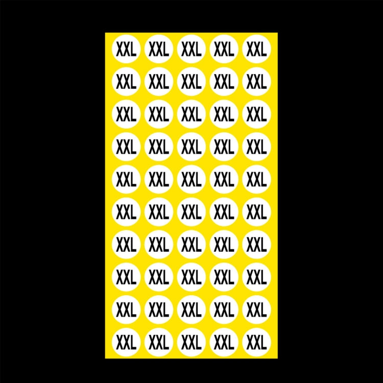 1000 PCS Round Shape Size Sticker Clothes Size Label, Size: XXL, XXL