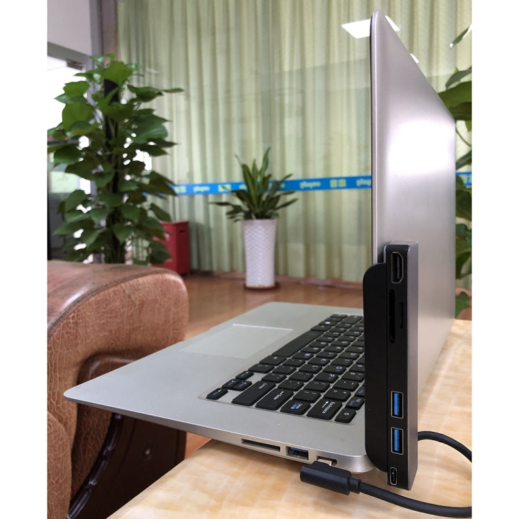 AD-065 6 in 1 USB-C / Type-C to 4K HDMI + SD / TF Card Slot + Type-C + 2 USB 3.0 Back Clip Style Multifunctional Docking Station HUB, 6 In 1 Back Clip Style