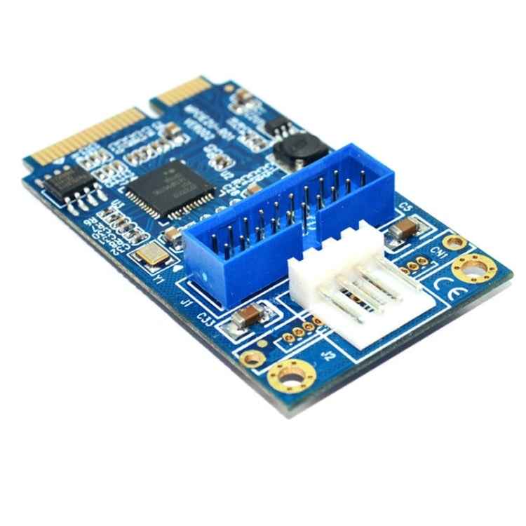 MINI PCI-E to USB 3.0 Front 19 Pin Desktop PC Expansion Card with 4 Pin Power Connection Port