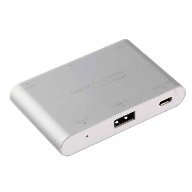 P27 Metal Cover Micro USB to HDMI + VGA HDTV Converter Digital AV Adapter, Power by EZCast, Support iOS / Android / Windows System