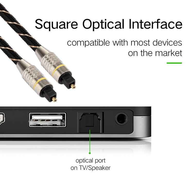 3m OD6.0mm Gold Plated Metal Head Woven Net Line Toslink Male to Male Digital Optical Audio Cable