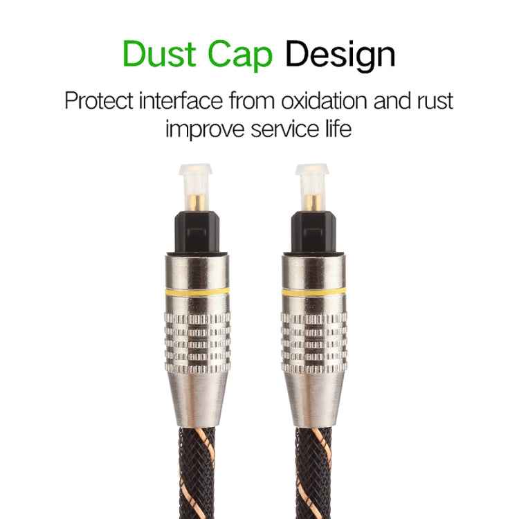 10m OD6.0mm Gold Plated Metal Head Woven Net Line Toslink Male to Male Digital Optical Audio Cable