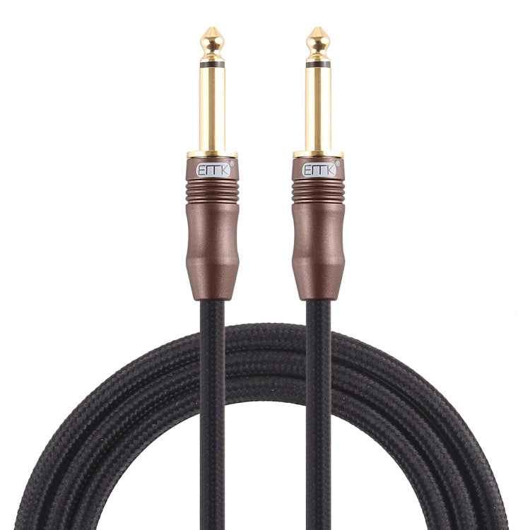 EMK 6.35mm Male to Male 3 Section Gold-plated Plug Cotton Braided Audio Cable for Guitar Amplifier Mixer, Length: 1.5m