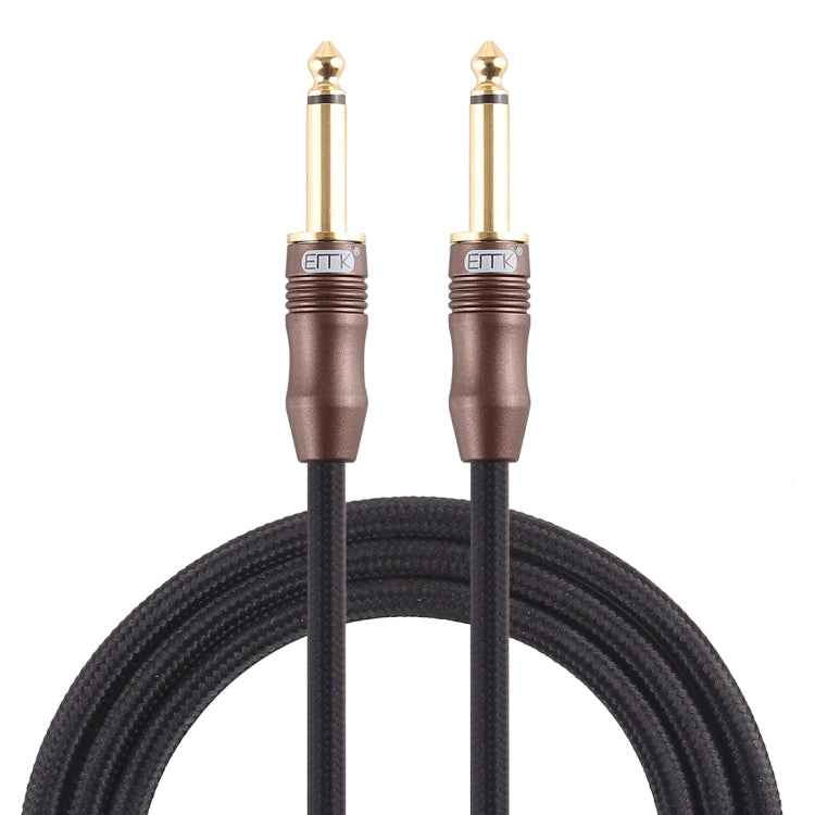 EMK 6.35mm Male to Male 3 Section Gold-plated Plug Cotton Braided Audio Cable for Guitar Amplifier Mixer, Length: 1.5m