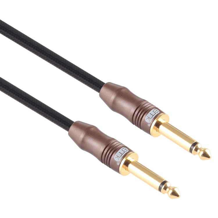 EMK 6.35mm Male to Male 3 Section Gold-plated Plug Cotton Braided Audio Cable for Guitar Amplifier Mixer, Length: 1.5m