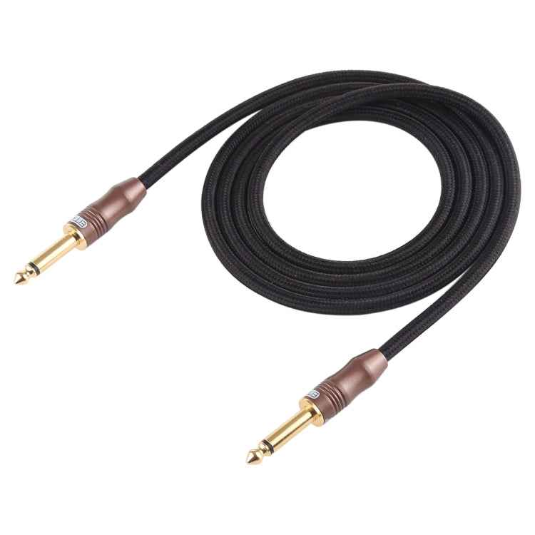 EMK 6.35mm Male to Male 3 Section Gold-plated Plug Cotton Braided Audio Cable for Guitar Amplifier Mixer, Length: 1.5m
