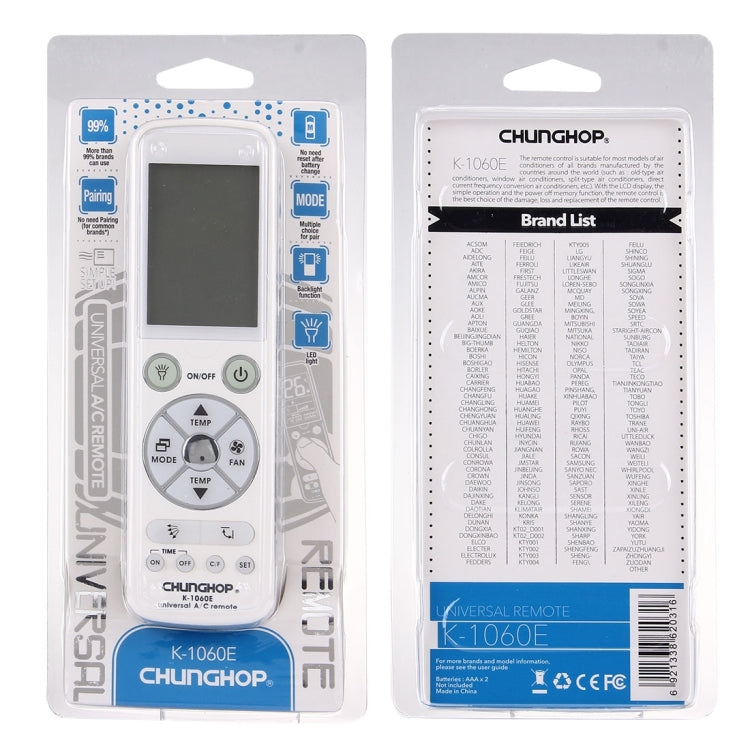 CHUNGHOP K-1060E Universal Air-Conditioner Remote Controller