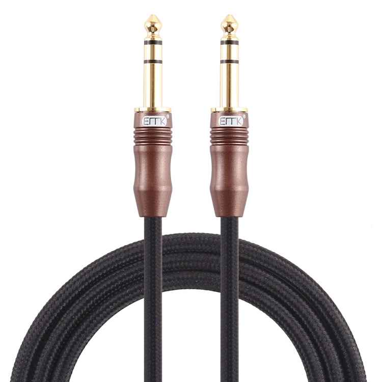 EMK 6.35mm Male to Male 4 Section Gold-plated Plug Cotton Braided Audio Cable for Guitar Amplifier Mixer, Length: 2m