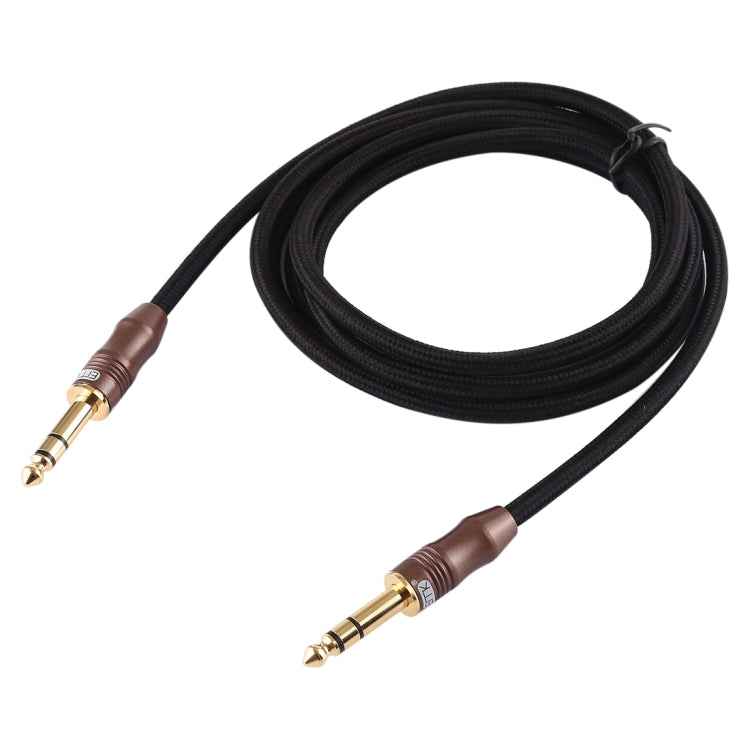 EMK 6.35mm Male to Male 4 Section Gold-plated Plug Cotton Braided Audio Cable for Guitar Amplifier Mixer, Length: 2m