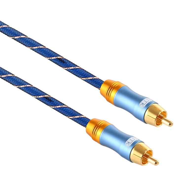 EMK 8mm RCA Male to 6mm RCA Male Gold-plated Plug Grid Nylon Braided Audio Coaxial Cable for Speaker Amplifier Mixer, Length: 2m
