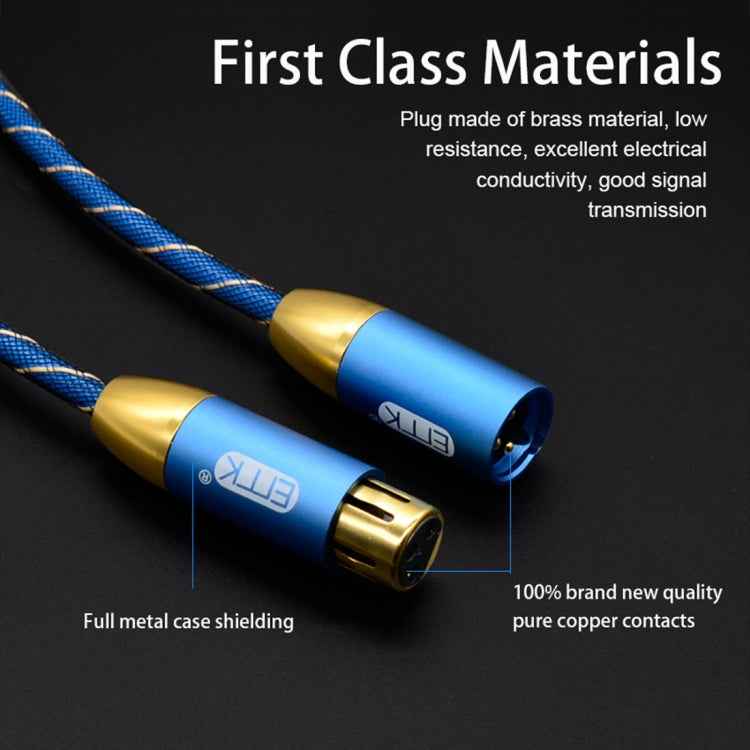 EMK XLR Male to Female Gold-plated Plug Grid Nylon Braided Cannon Audio Cable for XLR Jack Devices, Length: 2m