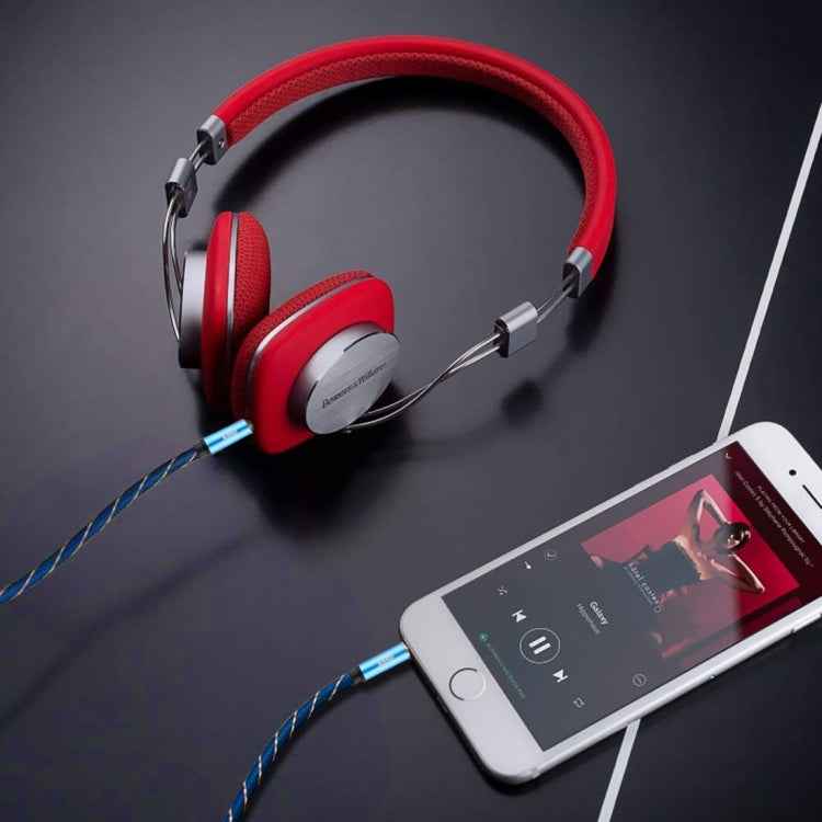 EMK 3.5mm Male to Male Grid Nylon Braided Audio Cable for Speaker / Notebooks / Headphone, Length: 0.5m