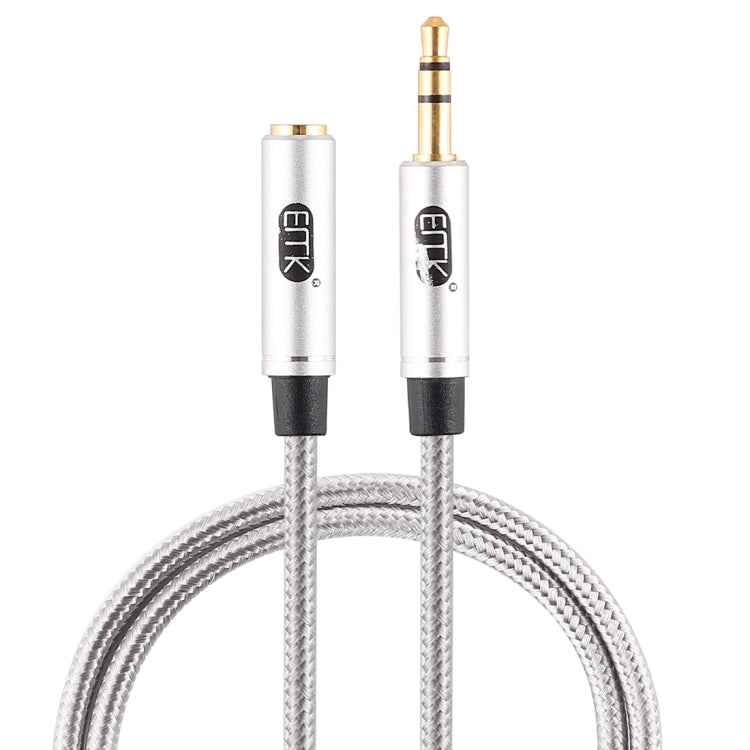 EMK 3.5mm Male to Female Gold-plated Plug Cotton Braided Audio Cable for Speaker / Notebooks / Headphone, Length: 0.5m
