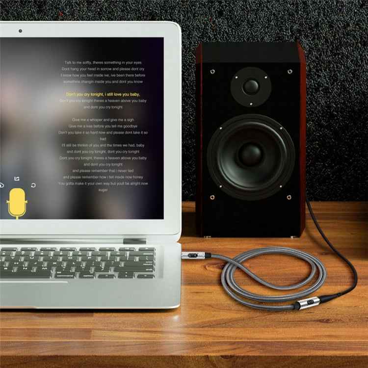 EMK 3.5mm Male to Female Gold-plated Plug Cotton Braided Audio Cable for Speaker / Notebooks / Headphone, Length: 0.5m